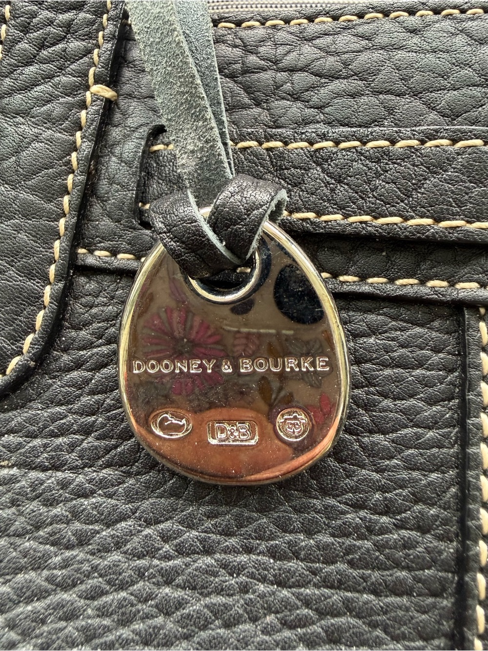 Dooney & Bourke Black Pebble Leather Satchel with Tassel Tie - Picture 8 of 8
